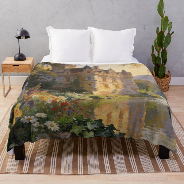 Item preview, Impressionist Castle in Enchanted Forest, Flower Garden & Mountain View Wall Art designed and sold by BlareBlare.
