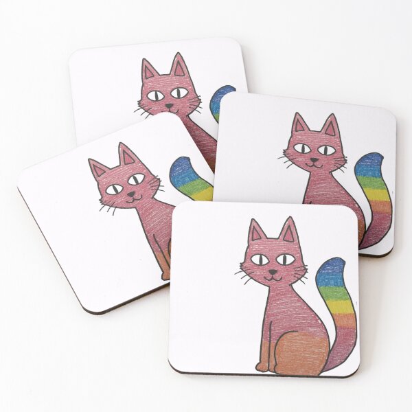 Item preview, Cute Rainbow Tail Cat - Hand Drawn Crayon Art Illustration designed and sold by randomlyours.