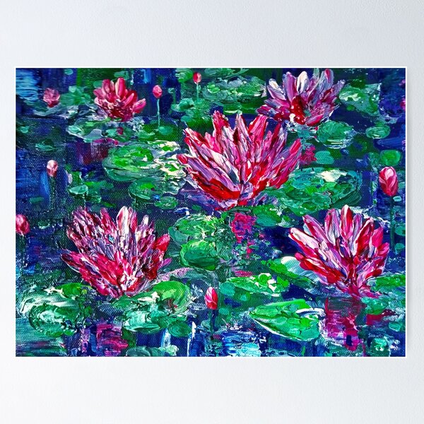 Item preview, Water Lilies Impasto Painting  designed and sold by shantilovesart.