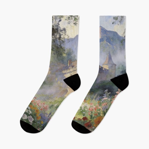 Item preview, Mystical Woodland Castle Painting, Floral Landscape in Impressionism Style designed and sold by BlareBlare.