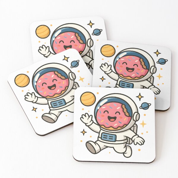 Item preview, Cute Donut Astronaut Floating in Space Funny Kawaii Cartoon. designed and sold by The-T-In-Retro.