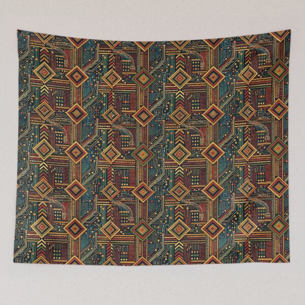 Item preview, Cyber Diamond Tribal - Circuit Board Geometric Pattern designed and sold by ZlodziejkaKiwi.