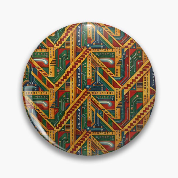 Item preview, Cyber Aztec Pattern - Binary Code and Circuit Board Tribal Art designed and sold by ZlodziejkaKiwi.