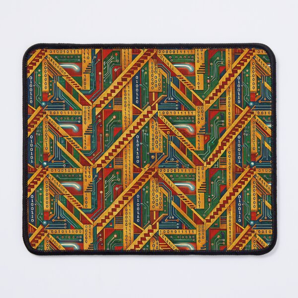 Item preview, Cyber Aztec Pattern - Binary Code and Circuit Board Tribal Art designed and sold by ZlodziejkaKiwi.