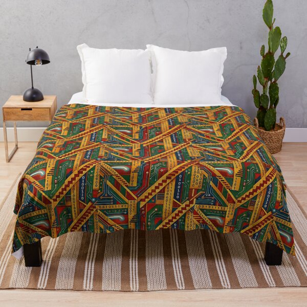 Item preview, Cyber Aztec Pattern - Binary Code and Circuit Board Tribal Art designed and sold by ZlodziejkaKiwi.