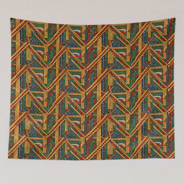 Item preview, Cyber Aztec Pattern - Binary Code and Circuit Board Tribal Art designed and sold by ZlodziejkaKiwi.