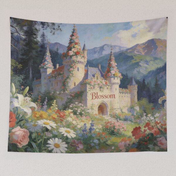 Item preview, Magical Castle in Mystery Wood, Impressionism Style Floral Mountain Scene designed and sold by BlareBlare.