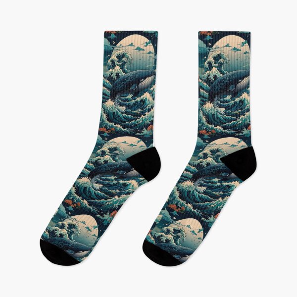 Item preview, Majestic whale in the Kanagawa wave designed and sold by paulrommer.