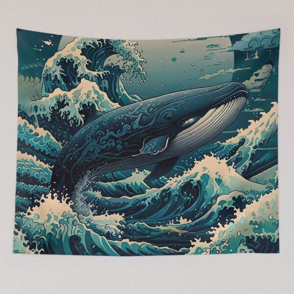 Item preview, Majestic whale in the Kanagawa wave designed and sold by paulrommer.