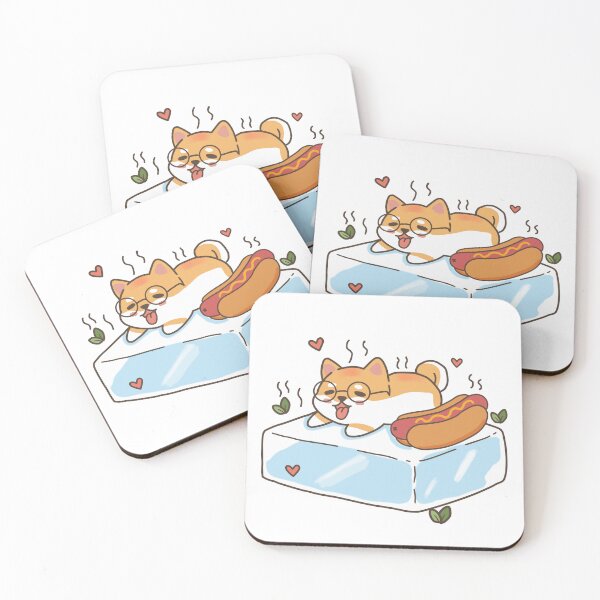 Item preview, Funny Hot Dog Shiba Inu Chilling on Ice Cube Kawaii Pun designed and sold by Minimochi Art.