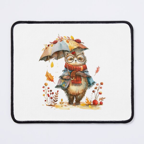 Item preview, Cute Autumn Owl With Umbrella Illustration designed and sold by Gallory Hive.