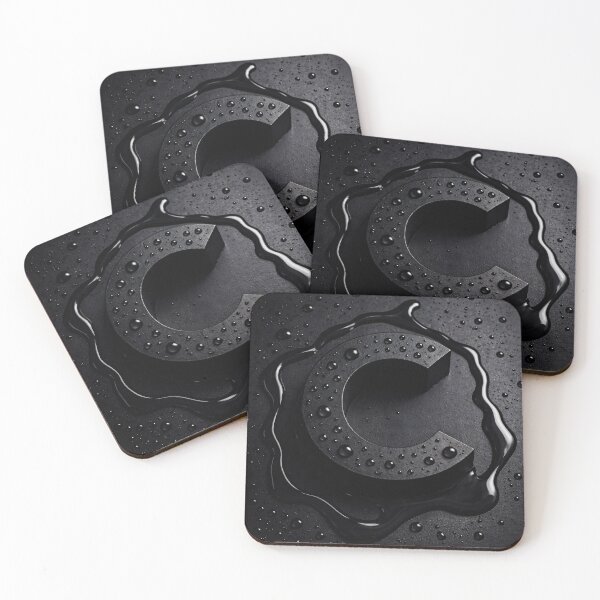 Item preview, Black Letter C Monogram – Glossy Water Droplets Dark Minimal 3D Initial designed and sold by Kaleidoscope Print.