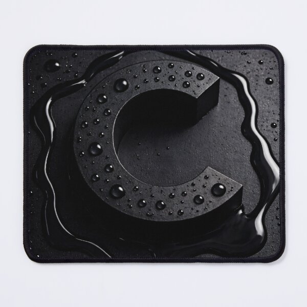 Item preview, Black Letter C Monogram – Glossy Water Droplets Dark Minimal 3D Initial designed and sold by Kaleidoscope Print.