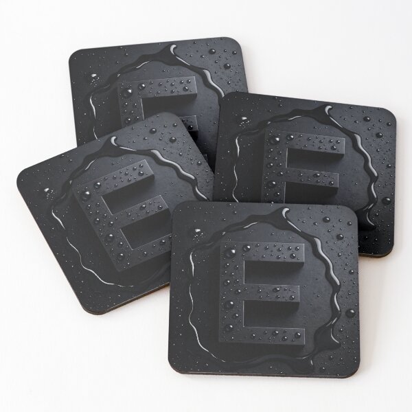 Item preview, Black Letter E Monogram – Glossy Water Droplets Dark Minimal 3D Initial designed and sold by Kaleidoscope Print.
