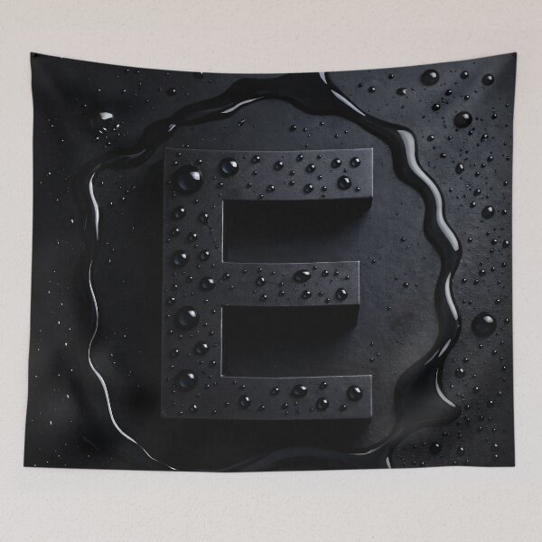 Item preview, Black Letter E Monogram – Glossy Water Droplets Dark Minimal 3D Initial designed and sold by Kaleidoscope Print.