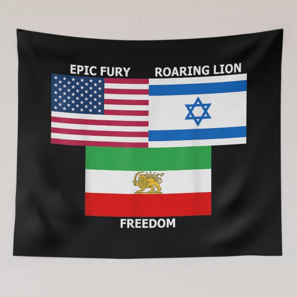 Item preview, Epic Fury Roaring Lion Freedom USA Israel Iran Patriotic Graphic Design designed and sold by River Silva.