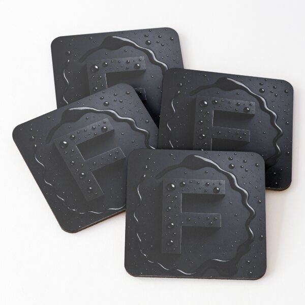 Item preview, Black Letter F Monogram – Glossy Water Droplets Dark Minimal 3D Initial designed and sold by Kaleidoscope Print.
