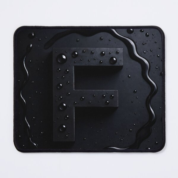Item preview, Black Letter F Monogram – Glossy Water Droplets Dark Minimal 3D Initial designed and sold by Kaleidoscope Print.