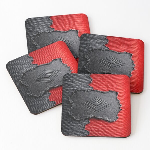 Item preview, Red & Black Leather Texture Abstract – Embossed Geometric Logo Patch Macro designed and sold by Kaleidoscope Print.