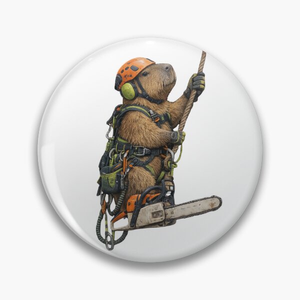 Item preview, Capybara Arborist – Realistic Tree Climbing Capybara with Chainsaw designed and sold by HubCreates.