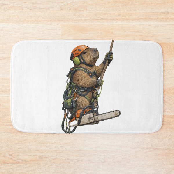 Item preview, Capybara Arborist – Realistic Tree Climbing Capybara with Chainsaw designed and sold by HubCreates.