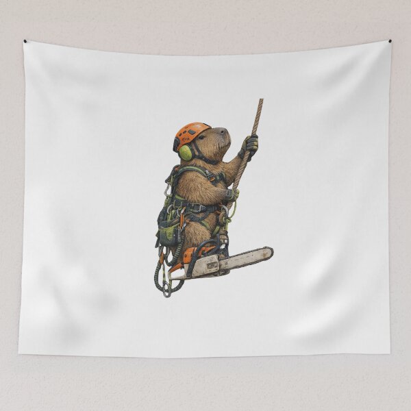 Item preview, Capybara Arborist – Realistic Tree Climbing Capybara with Chainsaw designed and sold by HubCreates.