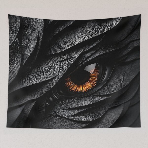 Item preview, Black Leather Dragon Eye – Dark Fantasy Macro Texture with Amber Iris designed and sold by Kaleidoscope Print.
