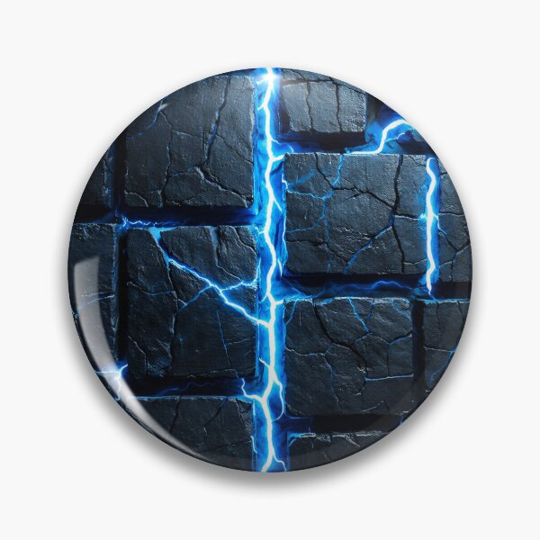Item preview, Electric Blue Lightning Stone Wall – Cracked Rock Blocks Sci-Fi Texture designed and sold by Kaleidoscope Print.