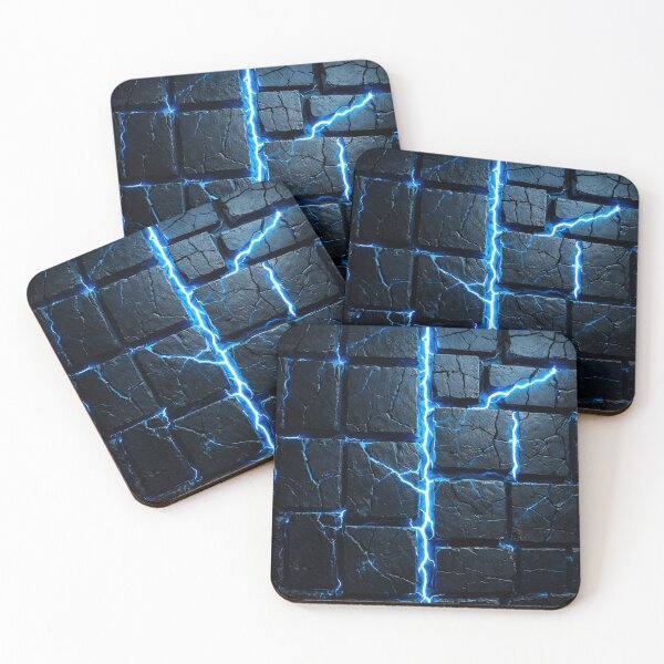 Item preview, Electric Blue Lightning Stone Wall – Cracked Rock Blocks Sci-Fi Texture designed and sold by Kaleidoscope Print.