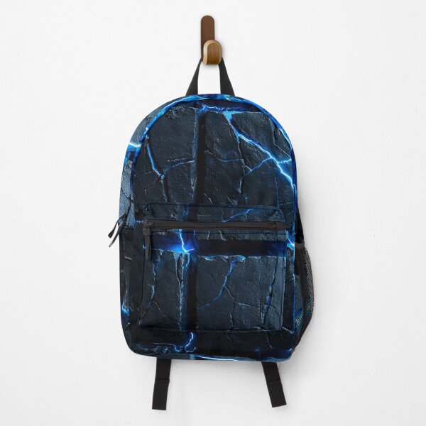Item preview, Electric Blue Lightning Stone Wall – Cracked Rock Blocks Sci-Fi Texture designed and sold by Kaleidoscope Print.