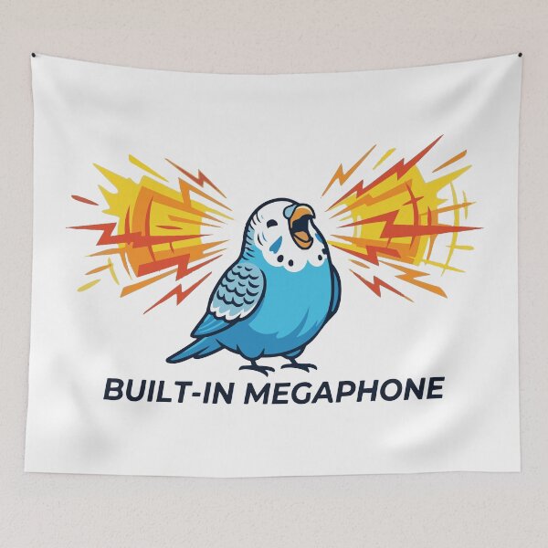 Item preview, Built In Megaphone Screaming Budgerigar Meme designed and sold by Petzzz.