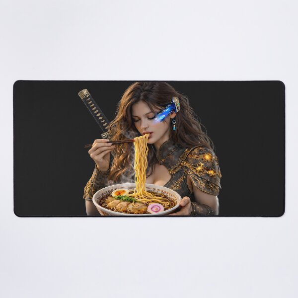 Item preview, Cyber Samurai Girl Eating Ramen designed and sold by Dragon-Samurai.