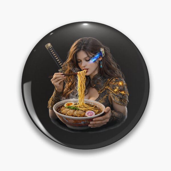 Item preview, Cyber Samurai Girl Eating Ramen designed and sold by Dragon-Samurai.