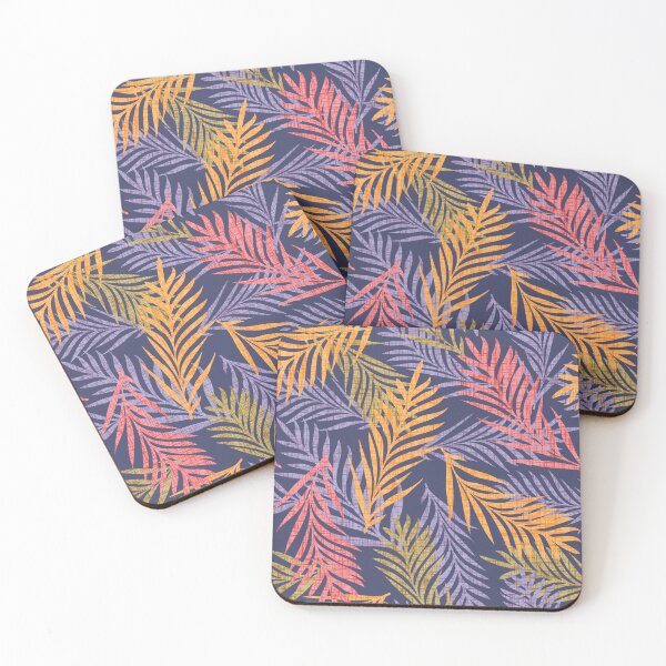Item preview, Multicolour Tropical Palm Leaf Pattern – Vibrant Jungle Botanical Design. Blue background. designed and sold by SIR13.