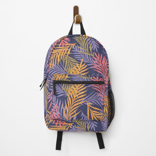 Item preview, Multicolour Tropical Palm Leaf Pattern – Vibrant Jungle Botanical Design. Blue background. designed and sold by SIR13.