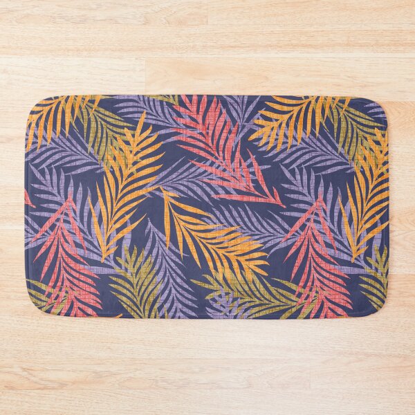 Item preview, Multicolour Tropical Palm Leaf Pattern – Vibrant Jungle Botanical Design. Blue background. designed and sold by SIR13.