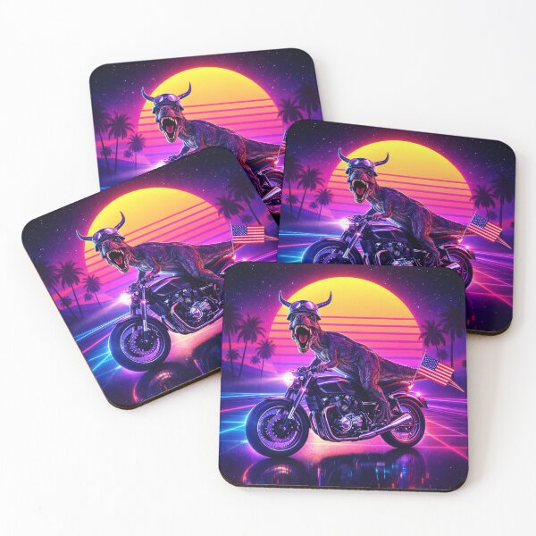 Item preview, Neon Synthwave Dino Rider designed and sold by LuluLeb.