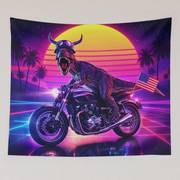 Item preview, Neon Synthwave Dino Rider designed and sold by LuluLeb.