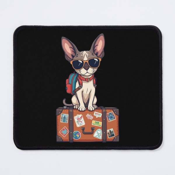 Item preview, Funny Devon Rex Travel Cat T-Shirt – Cute Adventure Cat with Backpack designed and sold by Lamagift.