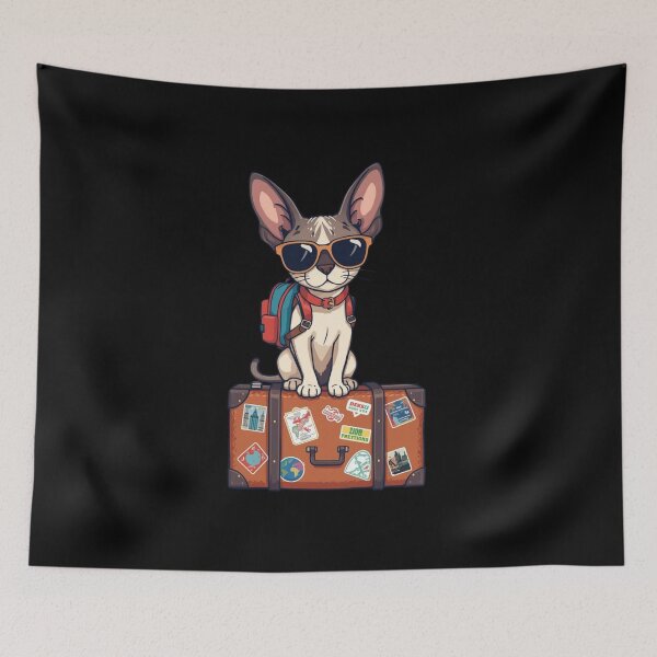 Item preview, Funny Devon Rex Travel Cat T-Shirt – Cute Adventure Cat with Backpack designed and sold by Lamagift.