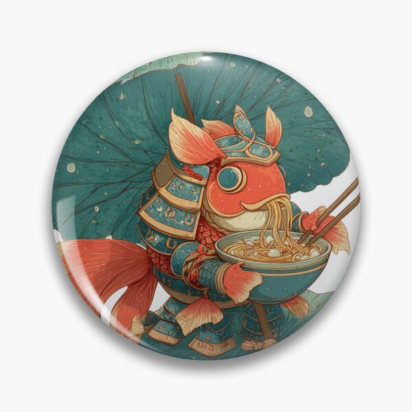 Item preview, Ramen Samurái Koi: Un adorable guerrero pez koi bajo una hoja de loto designed and sold by Mon!o.