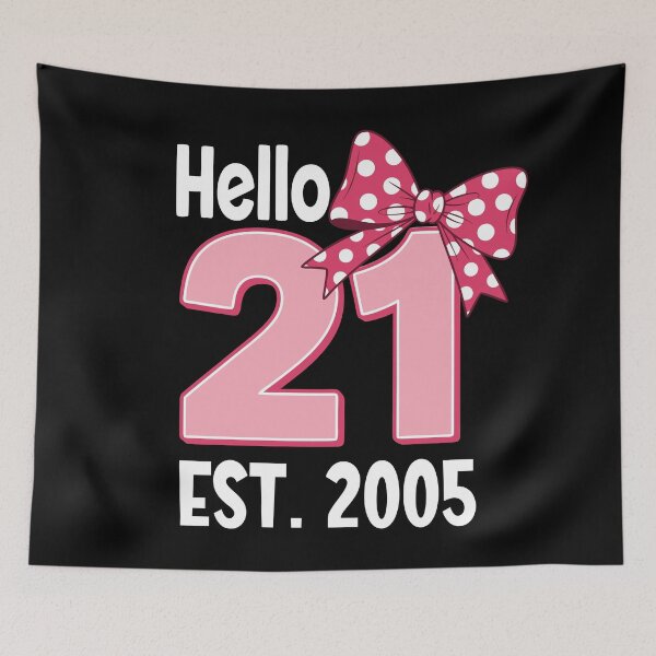 Item preview, Hello Twenty One Est. 2005 Coquette Bow 21st Birthday Girl  designed and sold by giftfromheart.