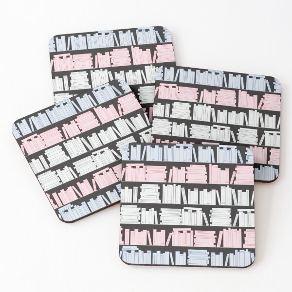 Item preview, Subtle Trans Pride Flag Pink White Blue Bookshelves Pattern Black Background designed and sold by winterpumpkin.