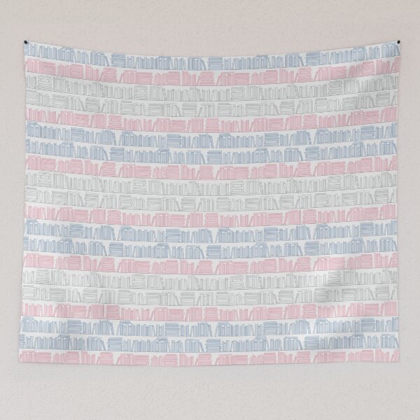 Item preview, Subtle Trans Pride Flag Pink White Blue Bookshelves Pattern White Background designed and sold by winterpumpkin.