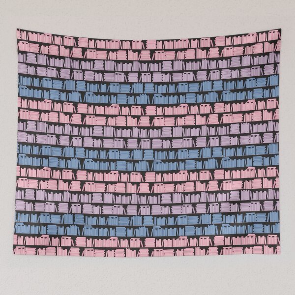 Item preview, Subtle Bi Pride Flag Pink Purple Blue Bookshelves Pattern Black Background designed and sold by winterpumpkin.