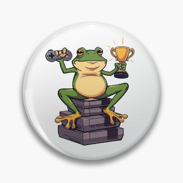 Item preview, Gamer Frog Sitting on Retro Consoles designed and sold by Katzpy.