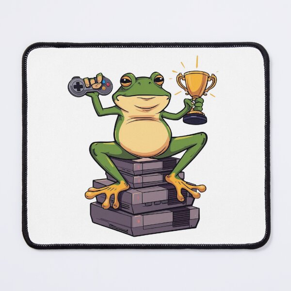 Item preview, Gamer Frog Sitting on Retro Consoles designed and sold by Katzpy.