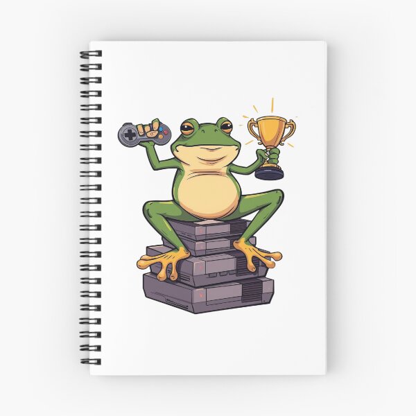 Item preview, Gamer Frog Sitting on Retro Consoles designed and sold by Katzpy.
