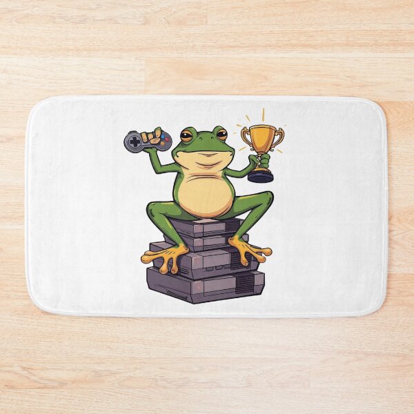Item preview, Gamer Frog Sitting on Retro Consoles designed and sold by Katzpy.