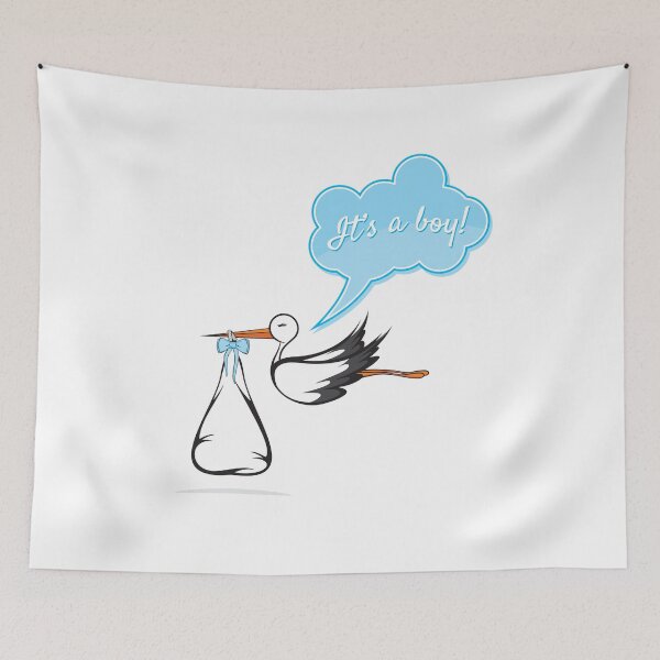 Item preview, It's a Boy! Cute Stork Baby Announcement – Newborn Boy Birth Celebration Design designed and sold by ArcticFoxStudio.
